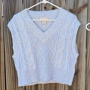 Sincerely Jules Light Blue Cable Knit V-Neck Sweater Vest